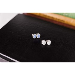 Blue Opal Rosette Earrings